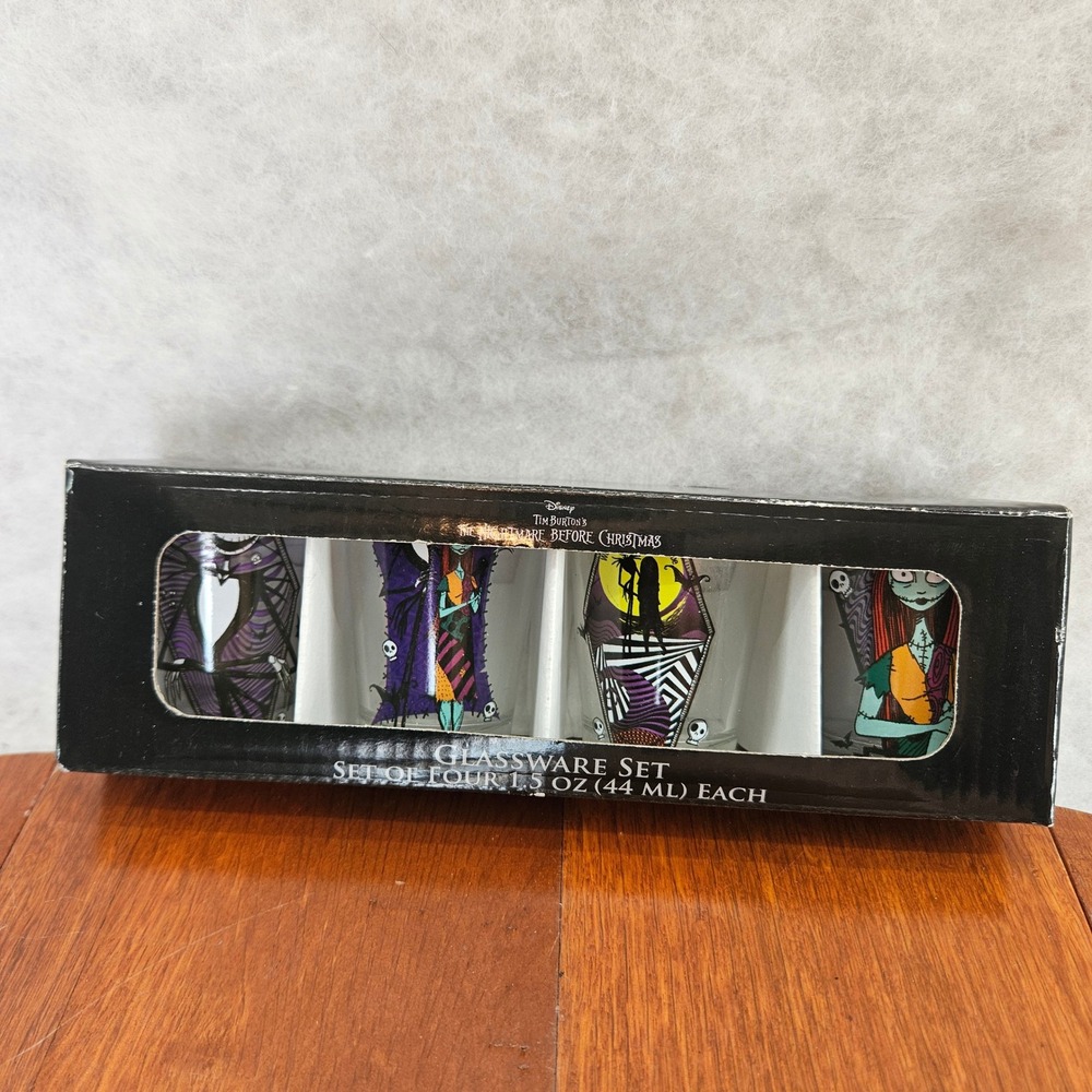 Disney Nightmare Before Christmas Glassware Set of 4 1.5oz Shot Glasses New